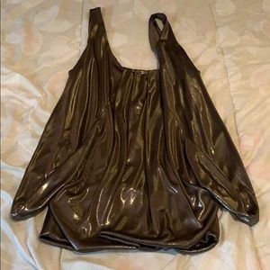 Loose silver tank top- shirt shiny